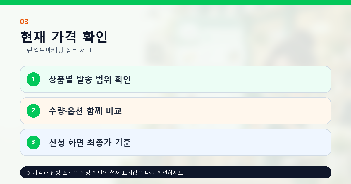 채널 마케팅 현재 판매가 발송 수량 제작 범위와 최종 금액 확인