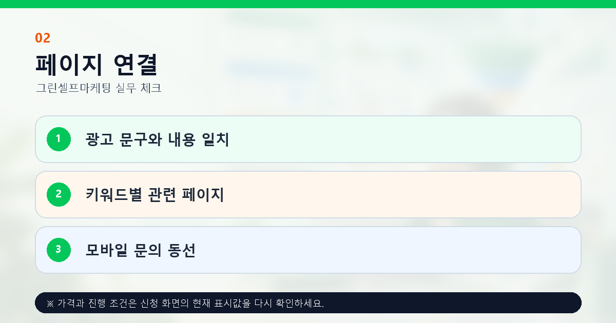 검색광고 키워드 광고 문구 관련 랜딩페이지와 모바일 문의 연결