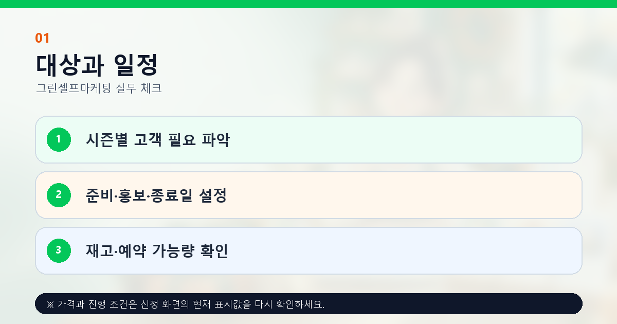 시즌 고객 대상 준비 홍보 종료 일정과 재고 예약 가능량 확인