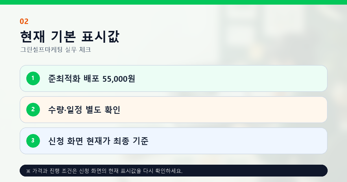 준최적화 블로그 배포 기본 표시 가격 55000원과 조건 확인